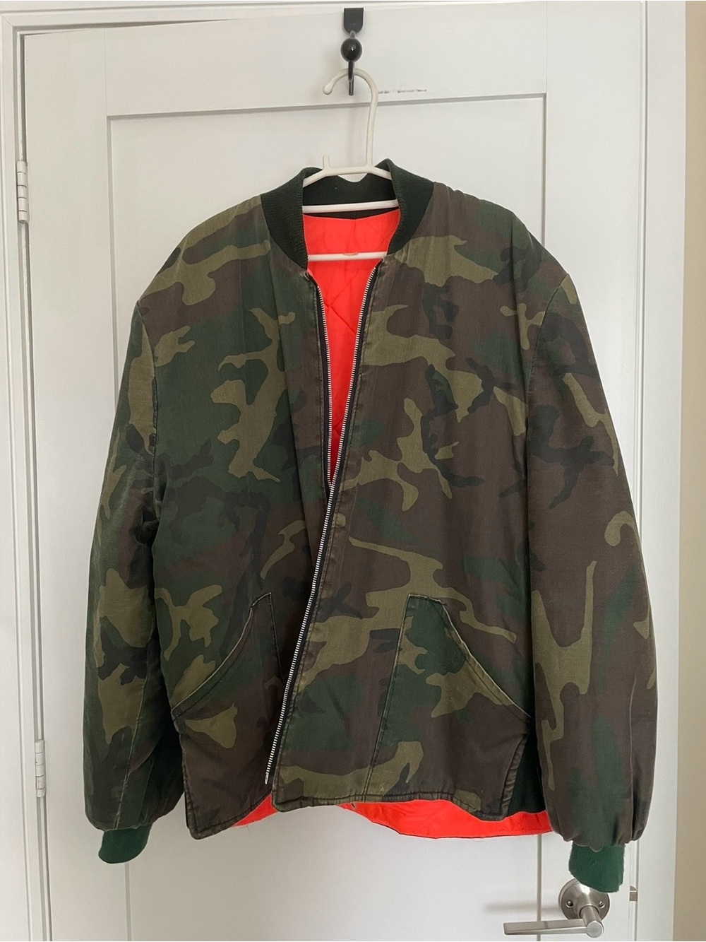Men's Reversible Camouflage Bomber Jacket - Green/Orange